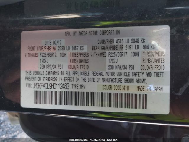 JM3KFACL9H0112463 Mazda Cx-5 Touring