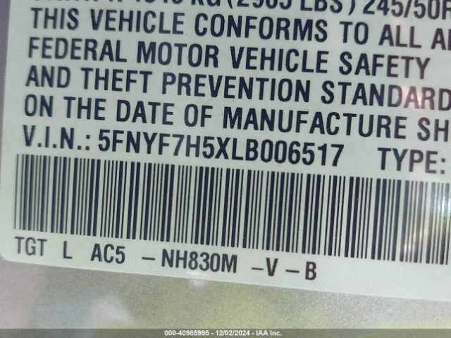 5FNYF7H5XLB006517 Honda Passport 2wd Ex-l