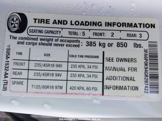 Ford Fusion Titanium 2016 3FA6P0K94GR297422 Image 9