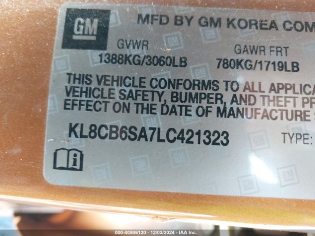 KL8CB6SA7LC421323 Chevrolet Spark Fwd Ls Automatic
