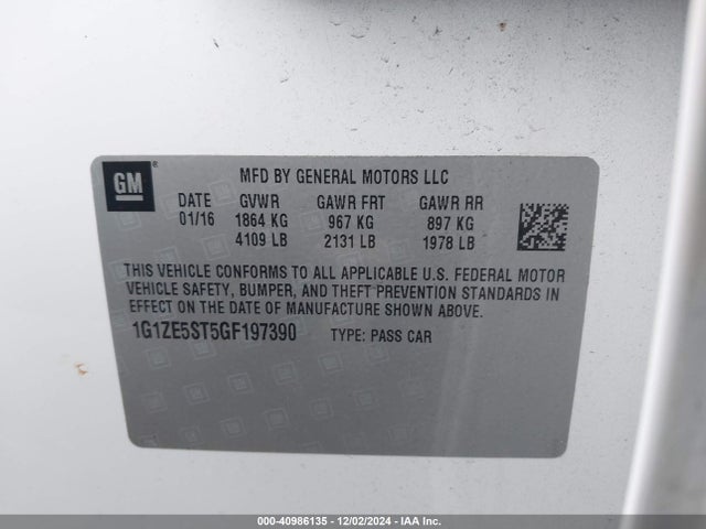 Chevrolet MALIBU 1LT 2016 1G1ZE5ST5GF197390 Image 9