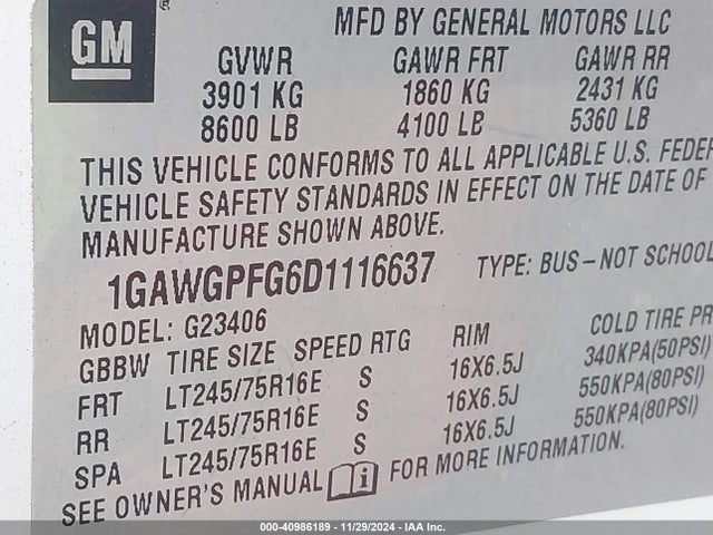 Chevrolet Express 2500 Ls 2015 1GAWGPFG4F1245186 Image 9