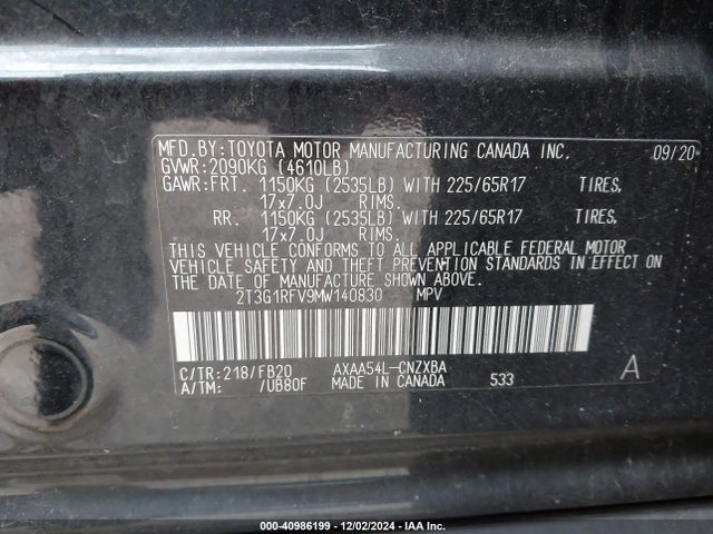 Toyota RAV4 LE 2021 2T3G1RFV9MW140830 Image 9