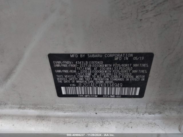 JF2GTAEC7K8334949 Subaru Crosstrek 2.0i Premium