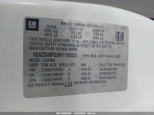 Chevrolet Express 3500 Lt 2017 1GAZGMFG9H1190023 Image 9