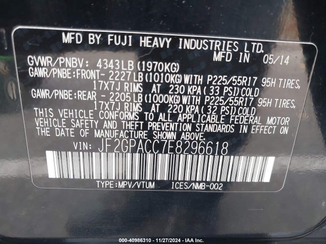 Subaru Xv Crosstrek 2.0i Premium 2014 JF2GPACC7E8296618 Image 9