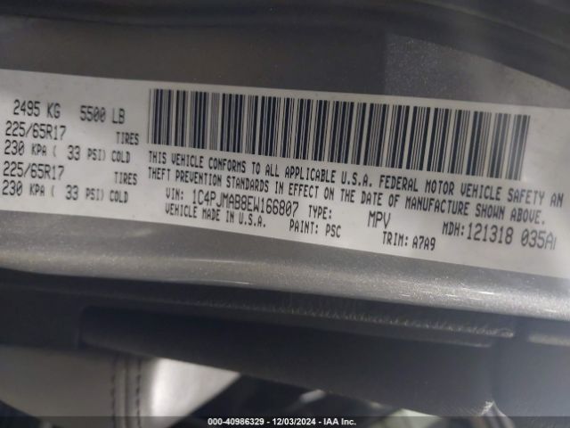 1C4PJMAB8EW166807 Jeep Cherokee Sport