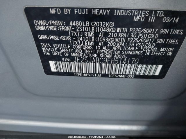 JF2SJABC9FH514170 Subaru Forester 2.5i