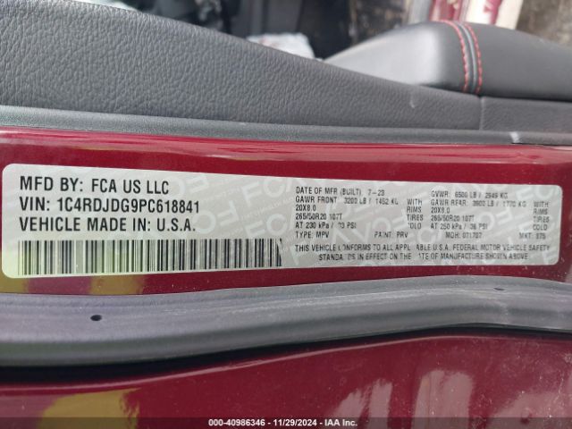 1C4RDJDG9PC618841 Dodge Durango Gt Awd