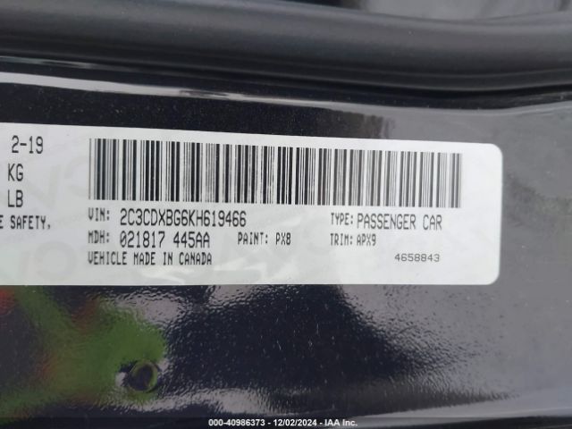 2019 DODGE CHARGER 2C3CDXBG6KH619466 Photo 8
