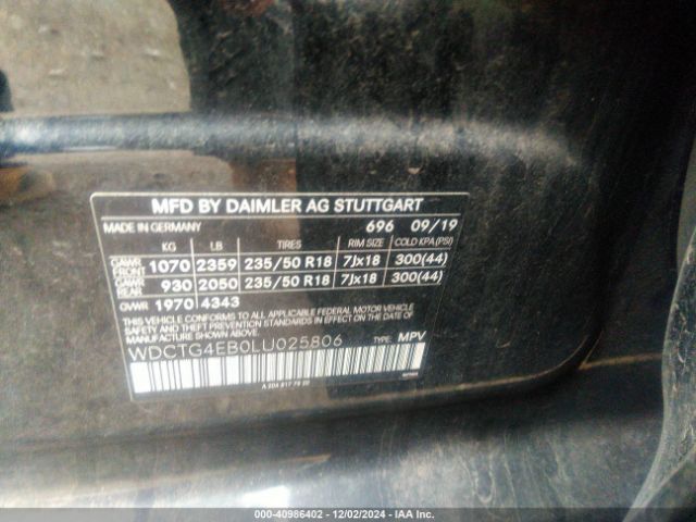 WDCTG4EB0LU025806 Mercedes-Benz GLA 250