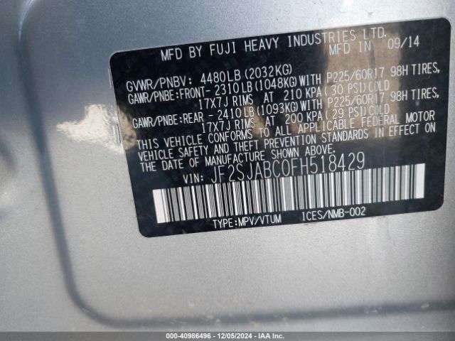 JF2SJABC0FH518429 Subaru Forester 2.5i