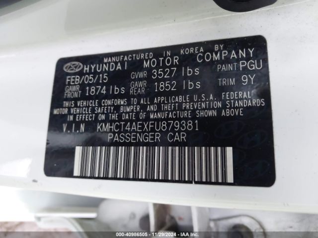 KMHCT4AEXFU879381 Hyundai ACCENT GLS