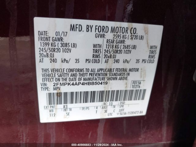 2FMPK4AP4HBB50419 Ford EDGE SPORT