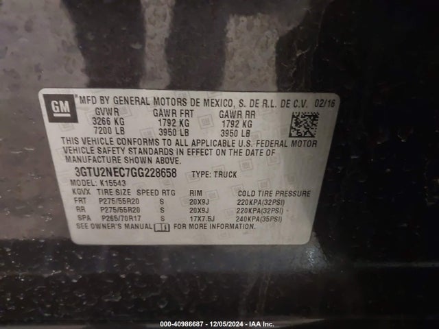 GMC Sierra 1500 Slt 2016 3GTU2NEC7GG228658 Image 9