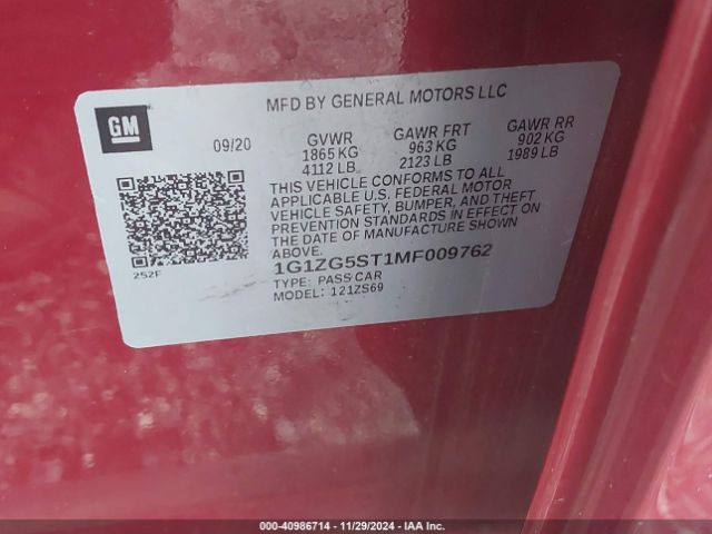 1G1ZG5ST1MF009762 Chevrolet Malibu Fwd Rs