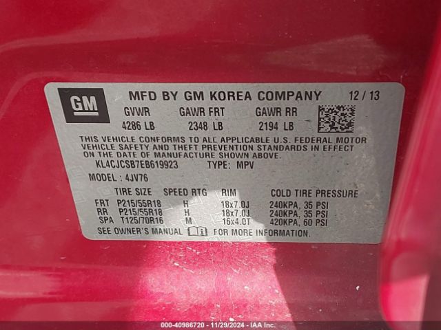 KL4CJCSB7EB619923 Buick Encore Leather