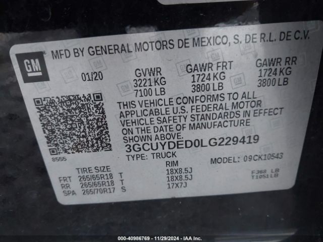3GCUYDED0LG229419 Chevrolet Silverado 1500 4wd  Short Bed Lt