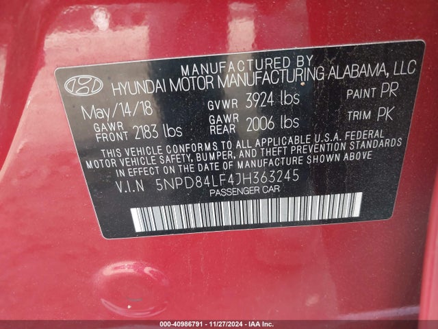 Hyundai ELANTRA SEL 2018 5NPD84LF4JH363245 Image 9