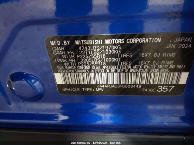 JA4ARUAU3RU008449 Mitsubishi Outlander Sport 2.0 Le