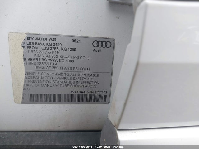 WA1BAAFY0M2127103 Audi Q5 Premium Plus 45 Tfsi Quattro S Tronic