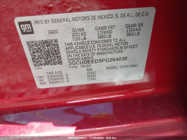 3GCUDEED5PG264030 Chevrolet Silverado 1500 4wd  Short Bed Rst