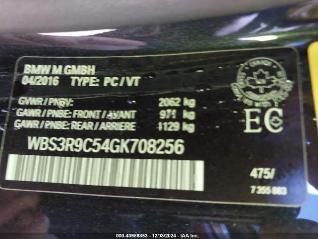 WBS3R9C54GK708256 BMW M4