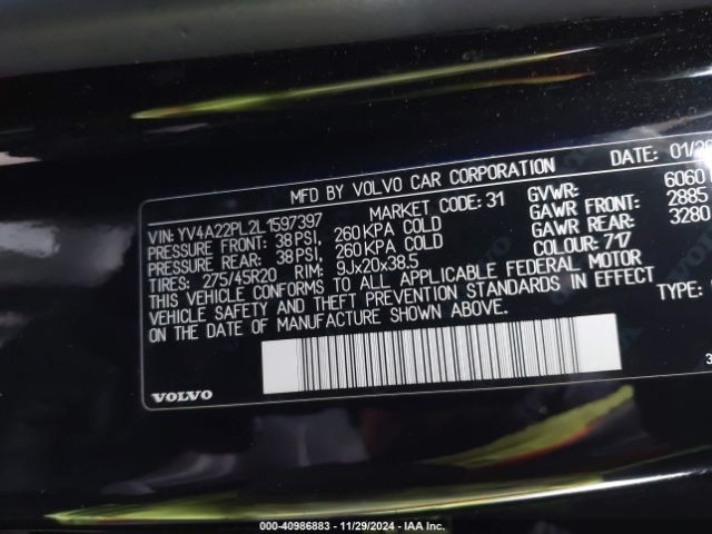 YV4A22PL2L1597397 Volvo Xc90 T6 Inscription 7 Passenger