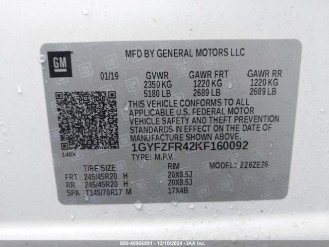 1GYFZFR42KF160092 Cadillac XT4 SPORT