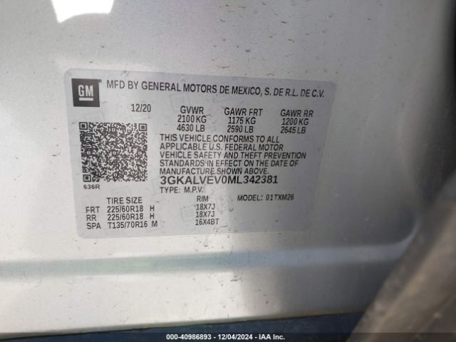 3GKALVEV0ML342381 GMC Terrain Awd Slt