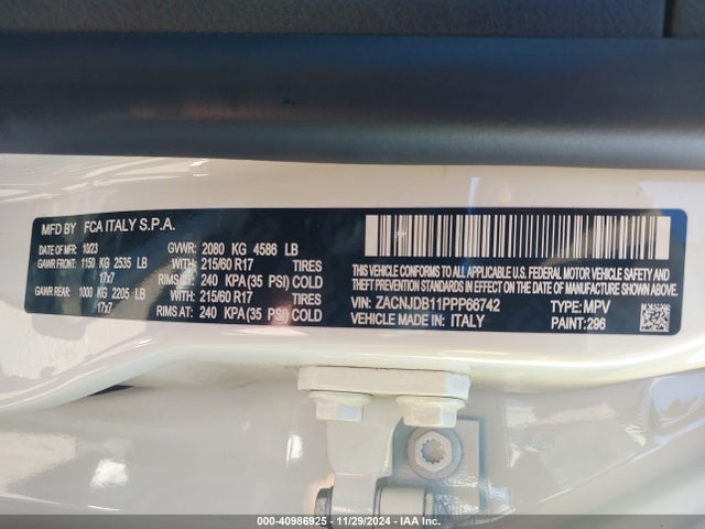 ZACNJDB11PPP66742 Jeep Renegade Latitude 4x4