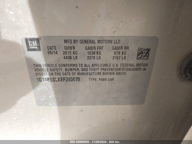 1G11B5SLXEF293678 Chevrolet Malibu 1ls