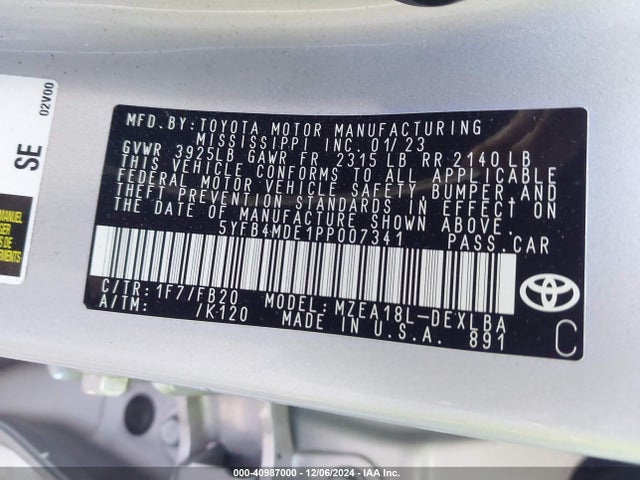 Toyota COROLLA LE 2023 5YFB4MDE1PP007341 Image 9