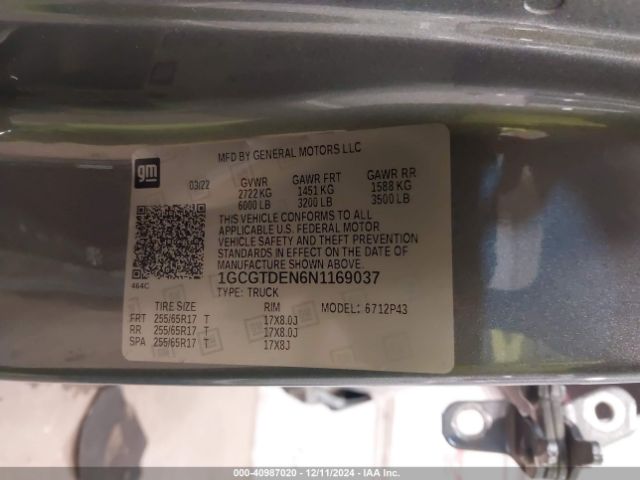1GCGTDEN6N1169037 Chevrolet Colorado 4wd  Short Box Z71