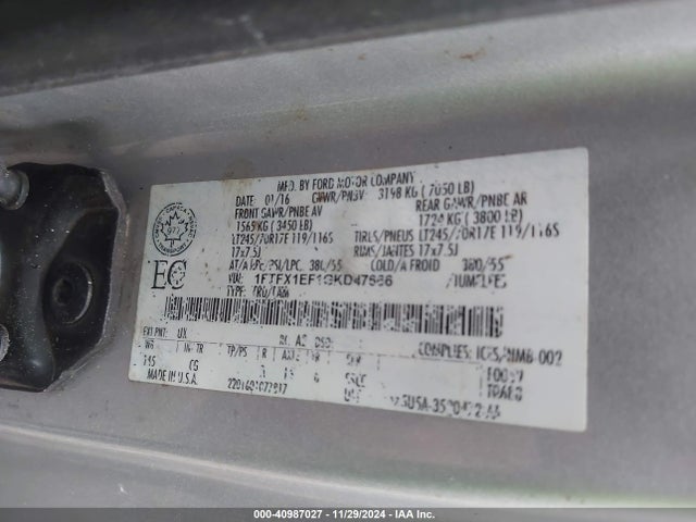 Ford F-150 Xl 2016 1FTFX1EF1GKD47666 Image 9