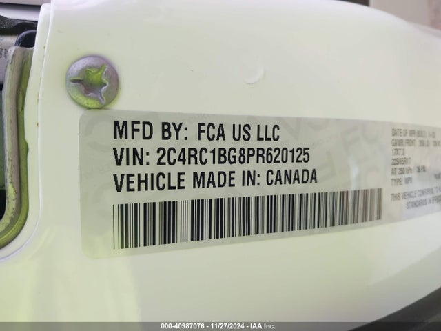 2C4RC1BG8PR620125 Chrysler Pacifica Touring L