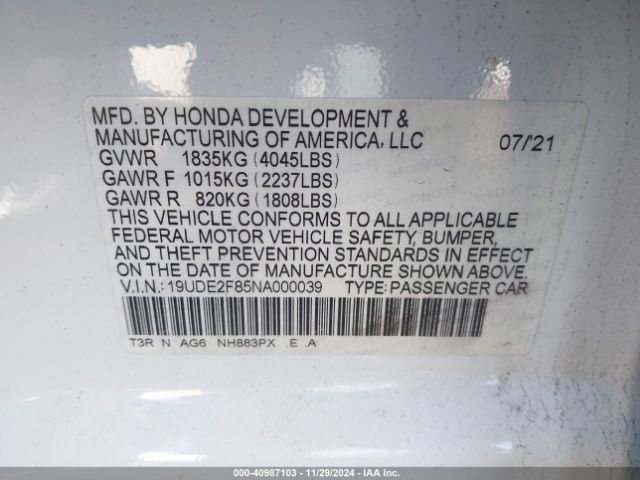 19UDE2F85NA000039 Acura Ilx Premium   A-spec Packages/technology   A-spec Packages