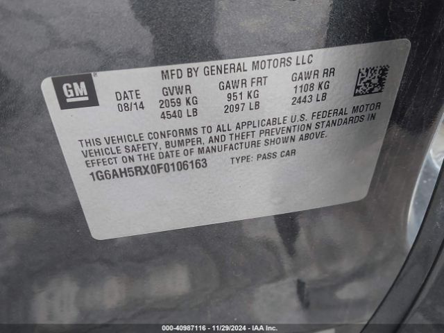 1G6AH5RX0F0106163 Cadillac ATS LUXURY