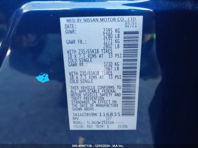 2021 NISSAN MURANO 5N1AZ2BS9MC116835 Photo 8