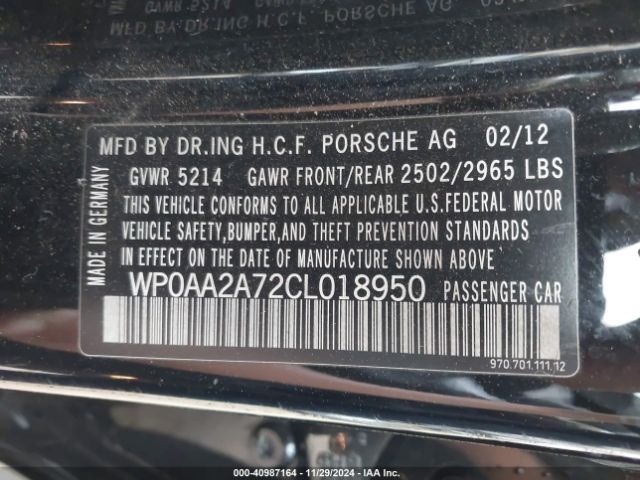 2012 PORSCHE PANAMERA WP0AA2A72CL018950 Photo 8