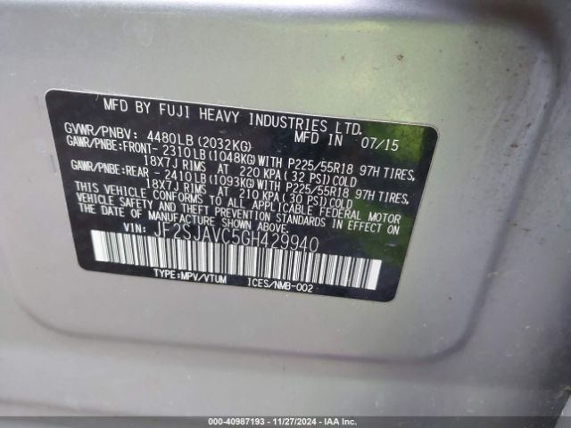 JF2SJAVC5GH429940 Subaru Forester 2.5i Touring