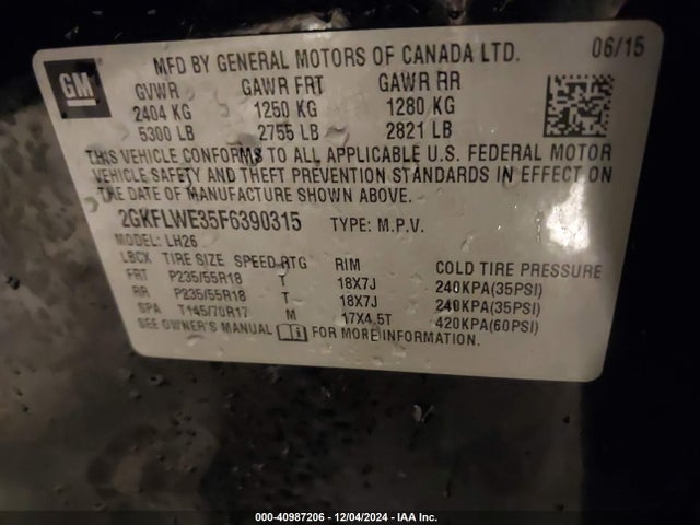 2GKFLWE35F6390315 GMC Terrain Sle-2
