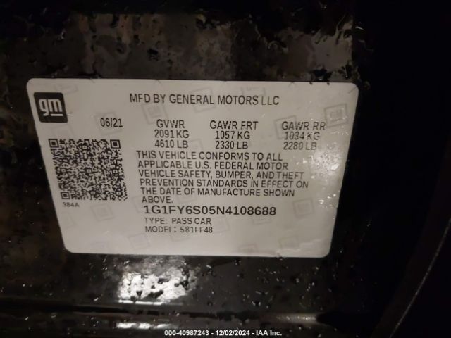 1G1FY6S05N4108688 Chevrolet Bolt Euv Fwd Lt