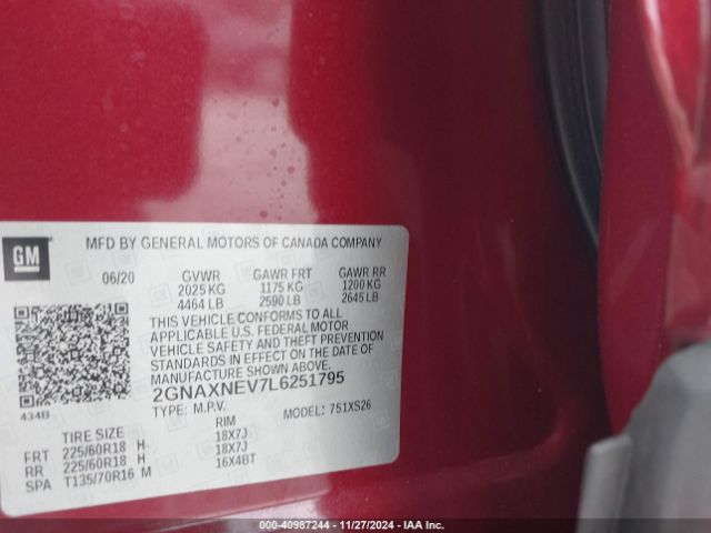 2020 CHEVROLET EQUINOX 2GNAXNEV7L6251795 Photo 8