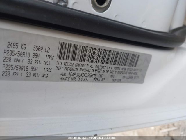 1C4PJMJX2KD356346 Jeep Cherokee Overland 4x4