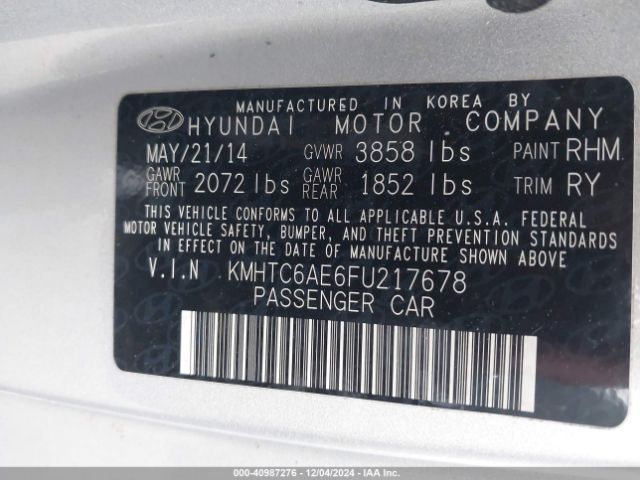 KMHTC6AE6FU217678 Hyundai Veloster Turbo