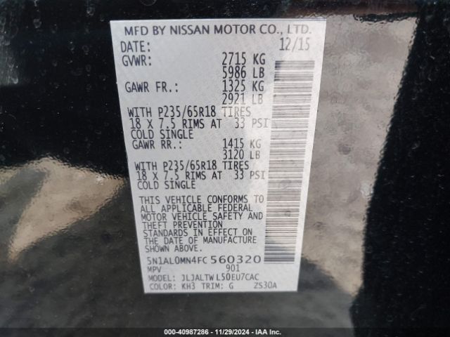 5N1AL0MN4FC560320 Infiniti QX60