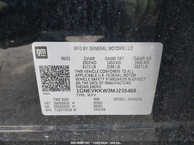 Chevrolet Traverse Awd Premier 2021 1GNEVKKW3MJ235469 Image 9