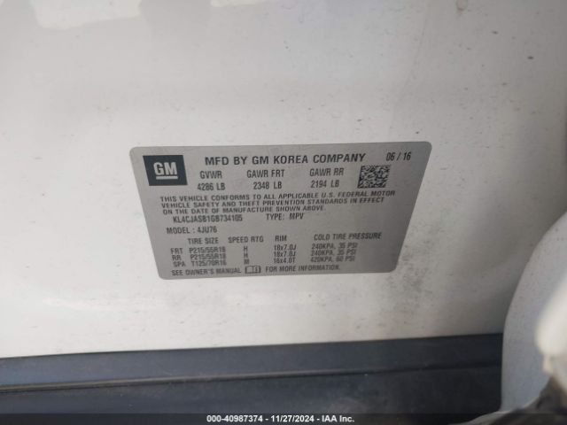 KL4CJASB1GB734105 Buick Encore