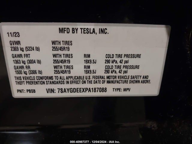2023 TESLA MODEL Y 7SAYGDEEXPA187088 Photo 8